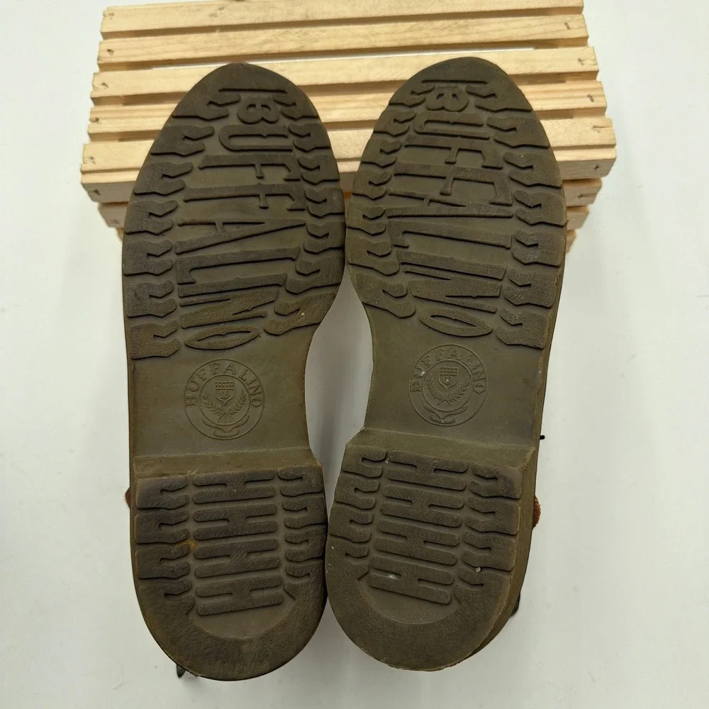 Buffalino Fisherman Sandals Vintage Suede Woven Buckle Brown Mens 8.5 D